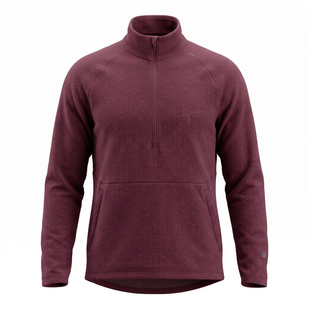 Lululemon At Ease 1/4 Zip Pullover Mens Medium Maroon Red Textured Sweatshirt
